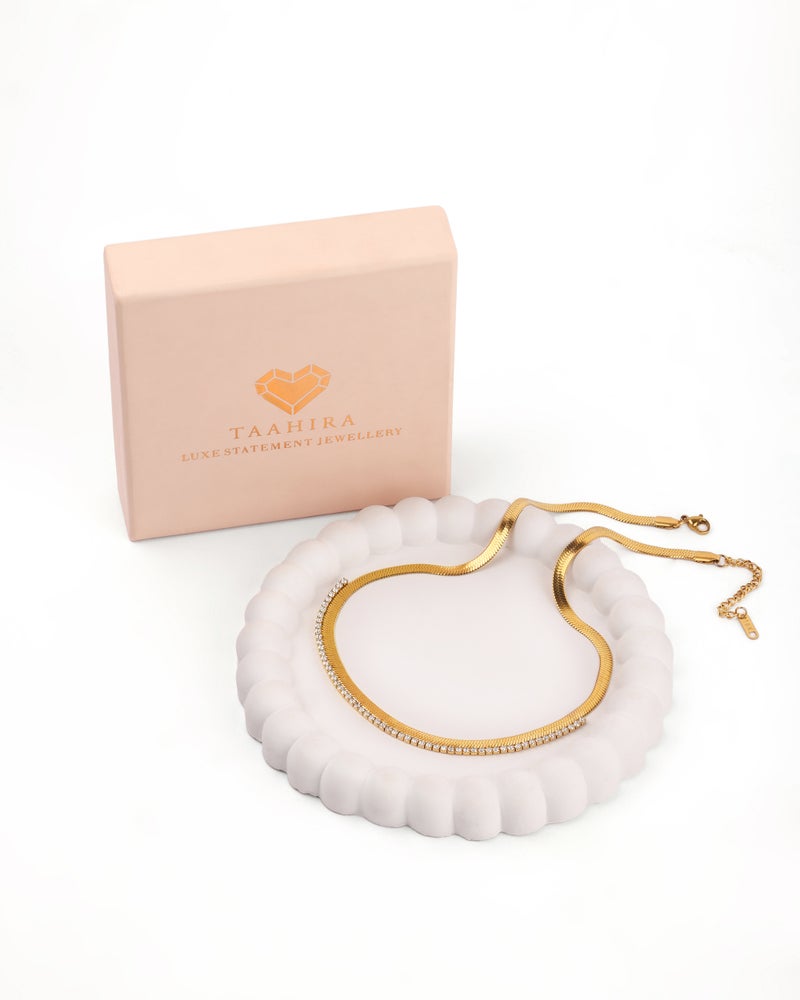 TAAHIRA 18K Gold Plated Snake Chain Zirconia Tennis Necklace - Image 3